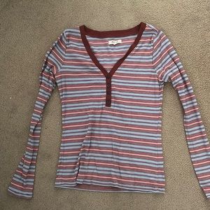 Striped Ribbed Henley